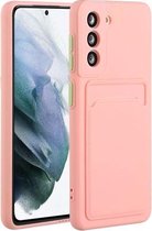 Voor Samsung Galaxy S21 5G kaartsleuf ontwerp schokbestendig TPU beschermhoes (roze)