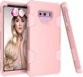 Voor Samsung Galaxy Note9 siliconen in contrastkleur + schokbestendige pc-behuizing (roségoud)