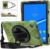 Voor Lenovo Tab M10 Plus TB-X606F Schokbestendig Kleurrijke Siliconen + PC Beschermhoes met Houder & Handriem & Schouderriem (Camouflage)