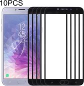 10 PCS Front Screen Outer Glass Lens voor Samsung Galaxy J4 (2018) (zwart)