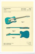 JUNIQE - Poster Guitar 3 -40x60 /Blauw & Ivoor