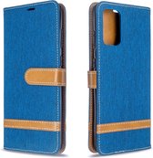 Voor Galaxy S20 + kleurafhankelijke denimtextuur Horizontale flip PU-lederen tas met houder & kaartsleuven & portemonnee & lanyard (blauw)