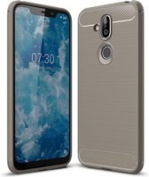 Carbon Fiber Texture TPU schokbestendige hoes voor Nokia 7.1Plus / X7 / 8.1 (grijs)