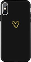 Voor iPhone XS Max Golden Love-heart Pattern Colorful Frosted TPU Phone beschermhoes (zwart)