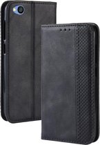 Magnetische gesp Retro textuur Horizontale flip lederen tas voor Xiaomi Redmi Go, met houder & kaartsleuven & portemonnee (zwart)