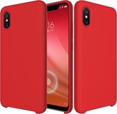 Effen kleur Vloeibare siliconen valbestendige beschermhoes voor Xiaomi Mi 8 Pro (rood)