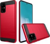 Voor Galaxy S20 + Brushed Texture Shockproof Rugged Armor Beschermhoes (Rood)