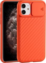Voor iPhone 11 Pro Max Sliding Camera Cover Design Twill Anti-Slip TPU Case (oranje)