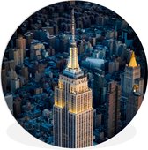 WallCircle - Wandcirkel ⌀ 30 - Luchtfoto van de Empire State Building - Ronde schilderijen woonkamer - Wandbord rond - Muurdecoratie cirkel - Kamer decoratie binnen - Wanddecoratie muurcirkel - Woonaccessoires