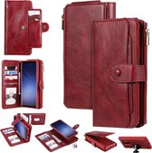 Voor Galaxy S9 + multifunctionele retro afneembare magnetische horizontale flip lederen tas met kaartsleuven en houder en portemonnee en fotolijst (rood)