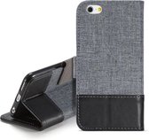 Voor iPhone 6 MUXMA MX102 horizontale flip canvas lederen tas met standaard & kaartsleuf & portemonnee functie (zwart)