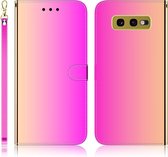 Voor Galaxy S10e geÃ¯miteerd spiegelend oppervlak horizontaal flip lederen tas met houder & kaartsleuven & portemonnee en lanyard (kleurverloop)