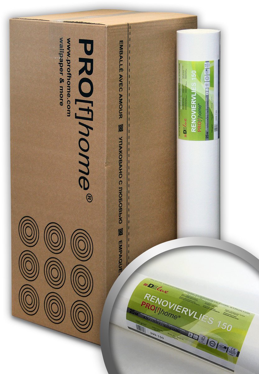 Renovatievlies overschilderbaar 150 g Profhome 399-150 reparatie vliesbehang voor wand en plafond wit 9 rollen 168,75 m2
