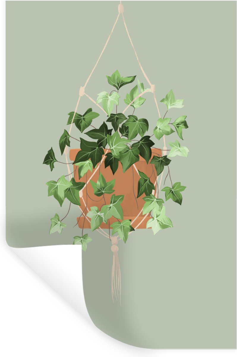 Muurstickers - Sticker Folie - Plant - Hangplant - Klimop - 60x90 cm - Plakfolie - Muursti