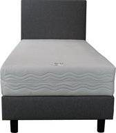 Bedworld Boxspring 90x200 cm met Matras - Luxe Hoofdbord - Gestoffeerd - Pocketvering Matras - Grijs