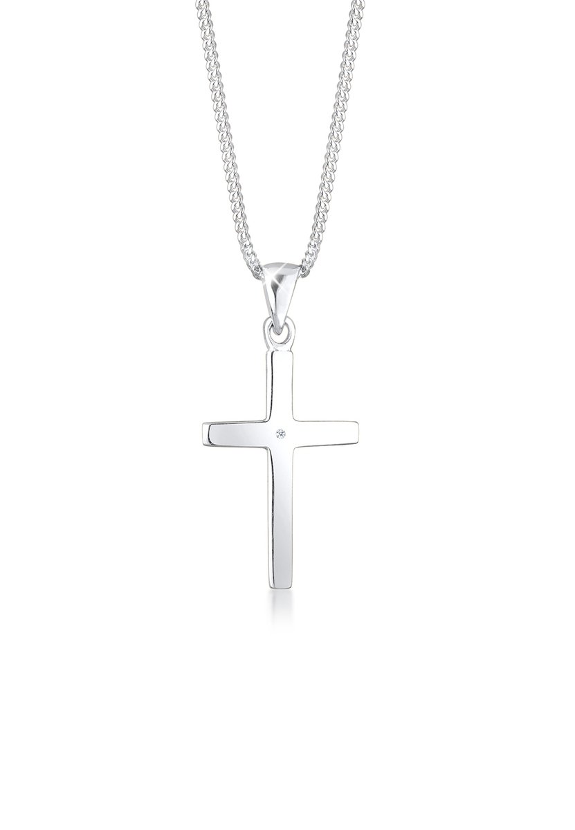 Elli PREMIUM Dames Halsketting Dames Kruis Hanger Basis met Diamant (0.005 ct.) in 925 Sterling Zilver