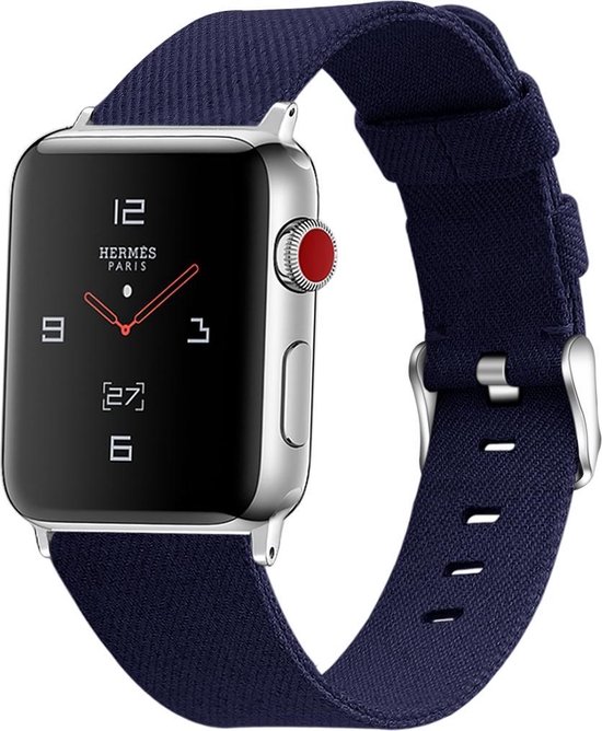 Compatible apple watch bandjes - By Qubix - Canvas bandje - Donkerblauw -  Geschikt | bol.com