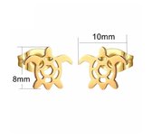 Aramat jewels ® - Goudkleurige oorbellen schildpad zweerknopjes chirurgisch staal 10mm x 8mm