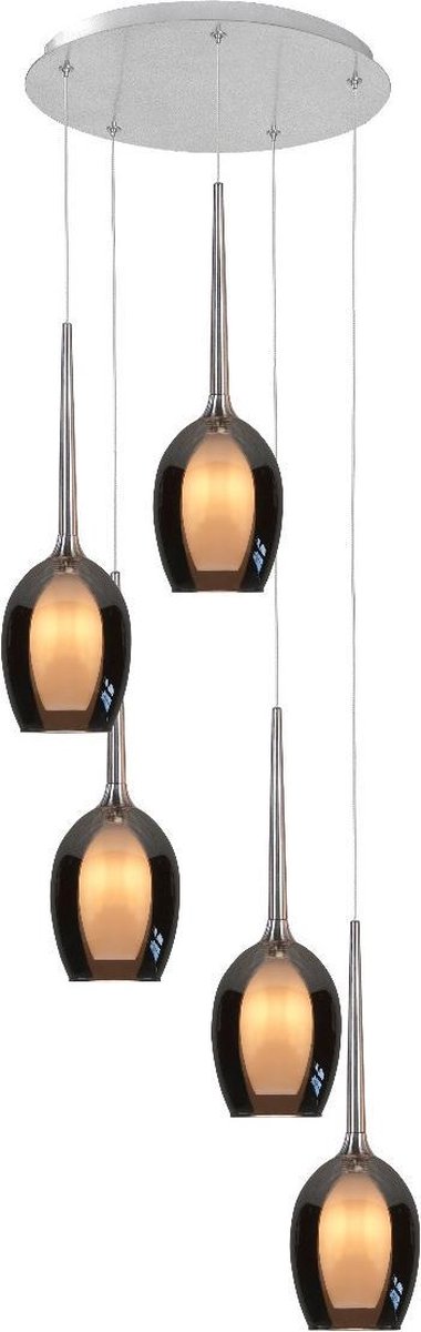 Highlight hanglamp Belle 5 lichts 170 cm hoog mat staal