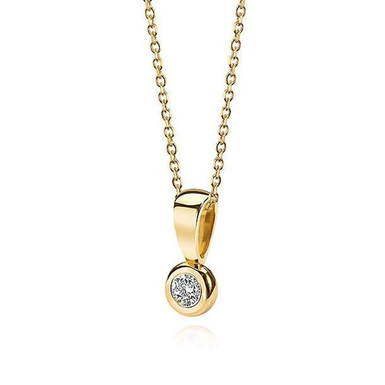 Lovebird LB115 - Gouden collier  met briljant - Dames - 42 cm - Diamant - 2,5 mm - Briljant Geslepen - 0,05 Karaat - 14 Karaat Goud