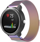 Shop4 - Bandje geschikt voor: Garmin Venu Bandje - Metaal Regenboog Meerkleurig