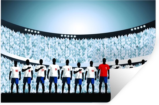 Muurstickers - Sticker Folie - Een illustratie van een team in het voetbalstadion - 60x40 cm - Plakfolie - Muurstickers Kinderkamer - Zelfklevend Behang - Zelfklevend behangpapier - Stickerfolie