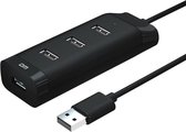 DrPhone DM CH6 4 poorten USB2.0 Hub – 480Mbps / Splitter / Verdeler –120CM-  Zwart
