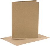 Kaarten en enveloppen. naturel. afmeting kaart 10.5x15 cm. afmeting envelop 11.5x16.5 cm. 6 set/ 1 doos