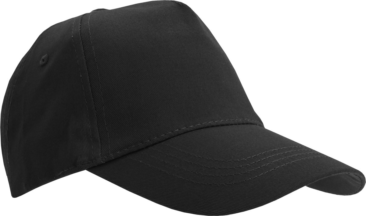 SOLS Unisex Buzz 5 Panel Baseball Cap (Zwart)