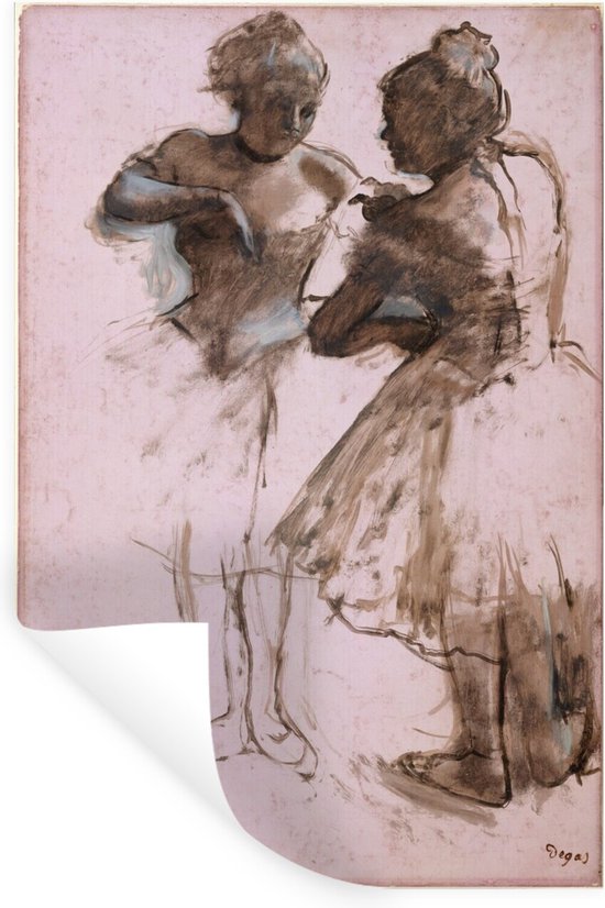 Muurstickers - Sticker Folie - Two dancers - Kunstwerk van Edgar Degas - 20x30 cm - Plakfolie - Muurstickers Kinderkamer - Zelfklevend Behang - Zelfklevend behangpapier - Stickerfolie