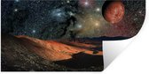 Muurstickers - Sticker Folie - Een illustratie van een planeetoppervlak met sterren en planeten - 40x20 cm - Plakfolie - Muurstickers Kinderkamer - Zelfklevend Behang - Zelfklevend behangpapier - Stickerfolie