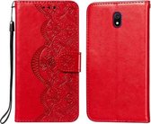 Voor Xiaomi Redmi 8A Flower Vine Embossing Pattern Horizontale Flip Leather Case met Card Slot & Holder & Wallet & Lanyard (Red)