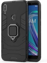 Voor Asus Zenfone Max Pro (M1) ZB601KL Schokbestendige PC + TPU beschermhoes met magnetische ringhouder (zwart)