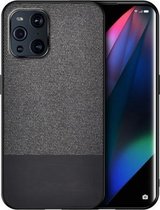 Voor OPPO Find X3 schokbestendige splicing PU + stoffen beschermhoes (stiksel zwart)