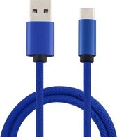5A USB naar USB-C / Type-C supersnelle oplaadbare gevlochten datakabel, kabellengte: 1 m (blauw)