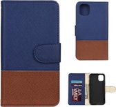 Voor iPhone 11 Splicing Color Horizontale Flip lederen tas met houder & fotolijst & kaartsleuven & portemonnee (blauw)