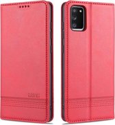 Voor Samsung Galaxy A02s AZNS Magnetische Kalf Textuur Horizontale Flip Leren Case met Kaartsleuven & Houder & Portemonnee (Rood)