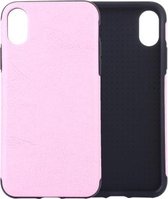 Crazy Horse Texture PU Case voor iPhone X / XS (roze)