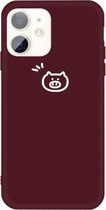 Voor iPhone 11 Small Pig Pattern Colorful Frosted TPU telefoon beschermhoes (wijnrood)