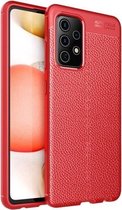 Voor Samsung Galaxy A72 5G Litchi Texture TPU schokbestendig hoesje (rood)