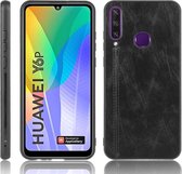 Voor Huawei Y6p Schokbestendig Naaien Koe Patroon Huid PC + PU + TPU Case (Zwart)