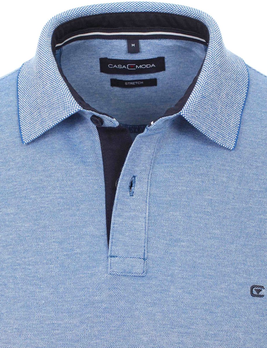 Casa Moda Polo Shirt Comfort Fit Effen Stretch Blauw - XXL