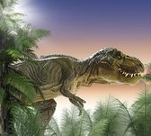 Dinosaurus T- Rex en forêt tropicale, sur fotobehang (450 x 260 cm op rol)