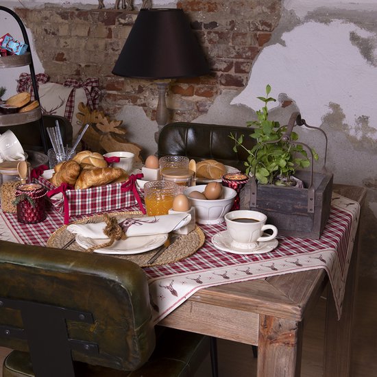 Clayre & Eef Serviettes Coton set de 6 40x40 cm Beige Marron Coton Cerf