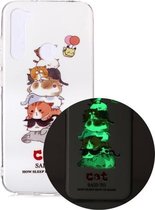 Voor Xiaomi Redmi Note 8 Lichtgevende TPU zachte beschermhoes (katten)