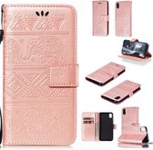 Voor Xiaomi Redmi 7A Olifant Embossing Horizontale Flip Leren Case met Houder & Kaartsleuven & Portemonnee & Lanyard (Rose Goud)