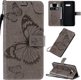 Voor LG G8X Geperst afdrukken Vlinderpatroon Horizontale flip PU lederen tas met houder & kaartsleuven & portemonnee & lanyard (grijs)