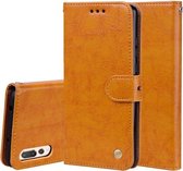 Voor Huawei P20 Pro zakelijke stijl olie wax textuur horizontale flip lederen tas met houder & kaartsleuven & portemonnee (bruin)