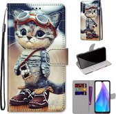 Voor Xiaomi Redmi Note 8T Gekleurde Tekening Cross Textuur Horizontale Flip PU Lederen Case met Houder & Kaartsleuven & Portemonnee & Lanyard (Lederen Schoenen Kat)