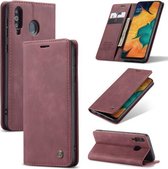 Voor Samsung Galaxy A40s / M30 CaseMe-013 Multifunctionele Retro Frosted Horizontale Flip Leren Case met Kaartsleuf & Houder & Portemonnee (Wijnrood)